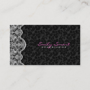 Elegant Black Damasks White Snöre Visitkort
