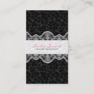 Elegant Black Damasks White Snöre Visitkort