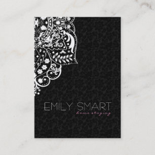 Elegant Black Damasks White Vintage Snöre Visitkort