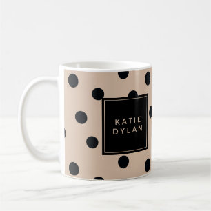 Elegant Black Dots på Beige Kaffemugg