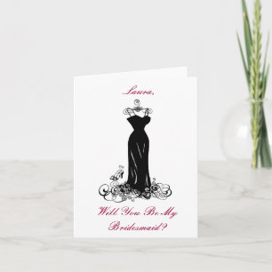Elegant Black Dress & Heels - Bridesmaid Card Inbjudan