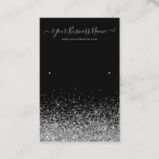 Elegant Black Earring Display Card Custom Business Visitkort (Framsida)