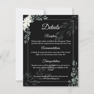 Elegant Black Enclosure Card with White Lily Tack Kort