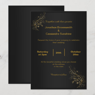 ELEGANT BLACK ENKEL GULD LÖV BLACK REVERSE INBJUDNINGAR