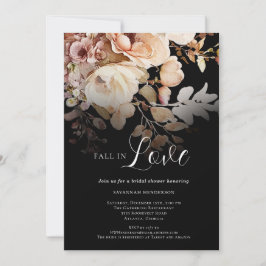 Elegant Black Fall in Kärlek Blommigt Möhippa Inbjudningar