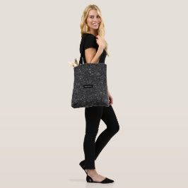 Elegant Black Faux Glitter Monogram Tygkasse