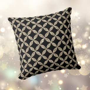 Elegant Black Faux Glitter Mönster Dekorativ kudde