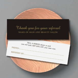 Elegant Black Faux Guld Beauty Salon ReferrCard Litet Visitkort