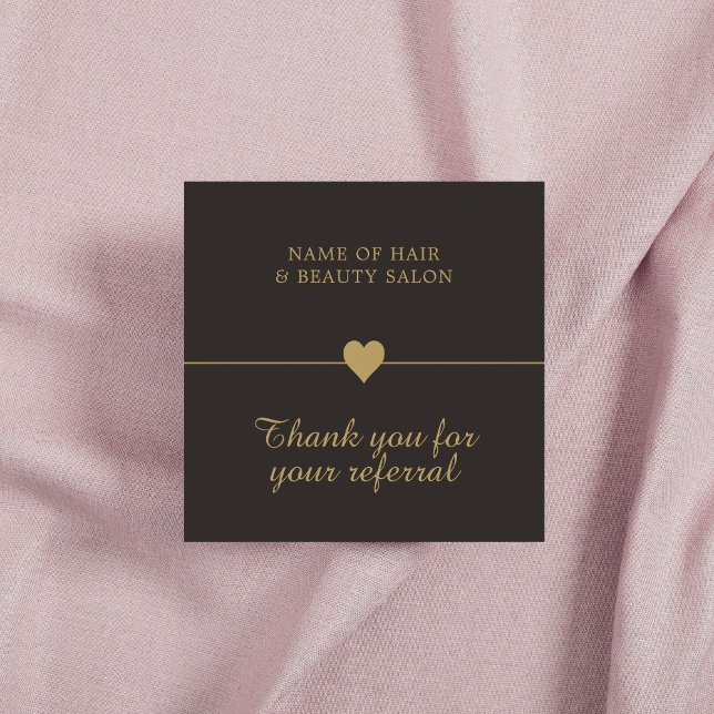 Elegant Black Faux Guld Beauty Salon ReferrCard Rabattkort (Skapare uppladdad)
