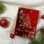 Elegant Black,Faux Guld Julgran, Snöflingor Helgkort<br><div class="desc">Elegant faux guld julgran,  bollar och snöflingor med röd bakgrund gör detta till en perfekt jul eller Julhälsningar kort för vänner och familj.</div>