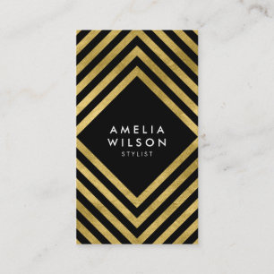 Elegant Black Faux Guld Stylist Social Media Visitkort