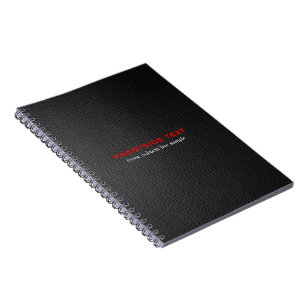 Elegant Black Faux Leather Titta röd text Anteckningsbok