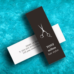 Elegant Black Faux Silver Sissors Hairstylist Mini Visitkort