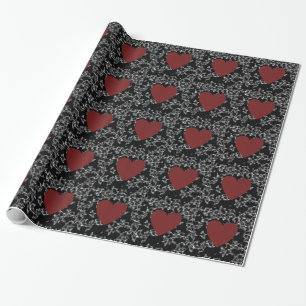 Elegant Black Flake Snöre/Red Heart Wrapping Pappe Presentpapper