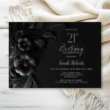Elegant Black Floral 21st Birthday Party