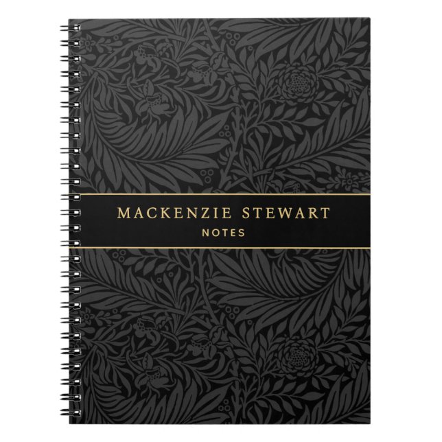 Elegant Black Floral Pattern Sketchbook Anteckningsbok (Framsidan)