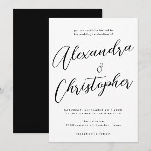 Elegant Black Flourish Calligraphy Bröllop Inbjudningar