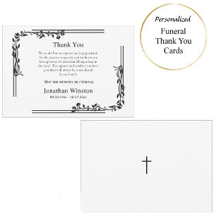 Elegant Black Flower Vines Orthodox Funeral Tack Kort