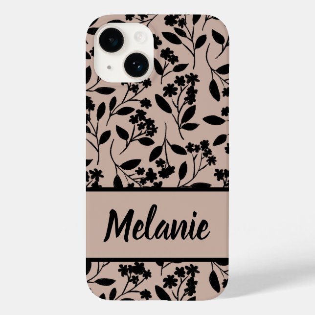 Elegant Black Flowers on Dusty Rosa Botanical (Baksida)