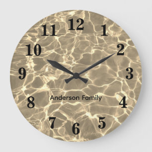 Elegant Black fold Numbers Ocean Photo Personized Stor Klocka