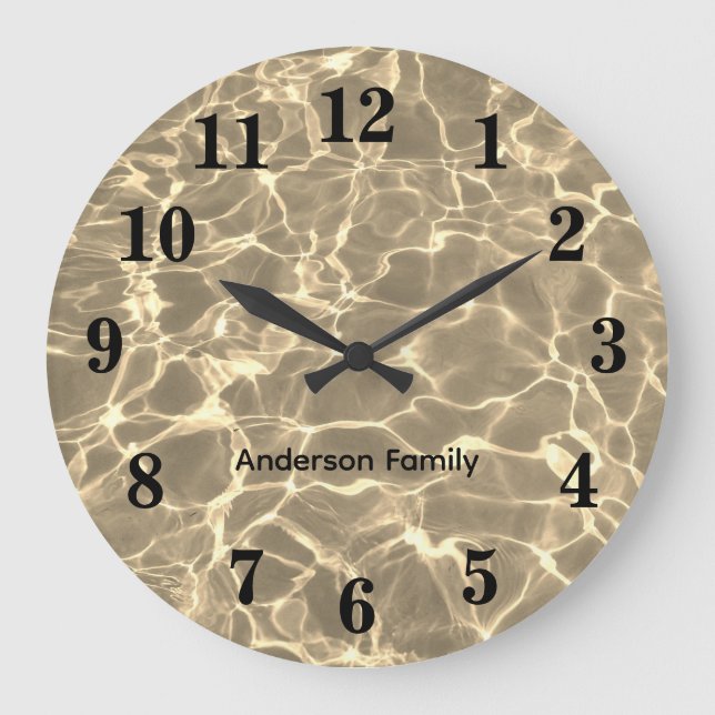 Elegant Black fold Numbers Ocean Photo Personized Stor Klocka (Framsida)