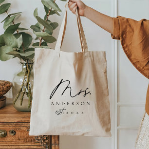 Elegant Black Font Anpassningsbar Mrs Tote Bag Tygkasse
