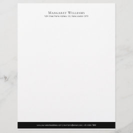 Elegant Black Footer Namn Adress Letterhead Brevhuvud