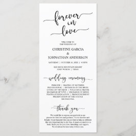 Elegant Black, Forever i Kärlek, Bröllop Ceremony Program