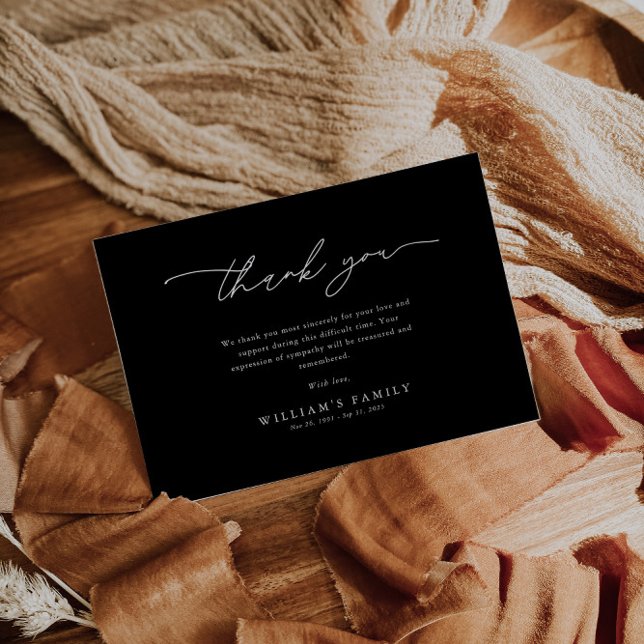 Elegant Black Funeral Tack Kort (Skapare uppladdad)