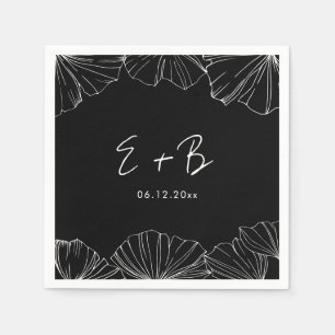 Elegant Black Ginkgo Biloba bröllop Pappersservett