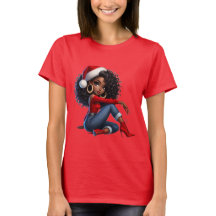Elegant Black Girl Christmas Tee — MaMuse Holiday 