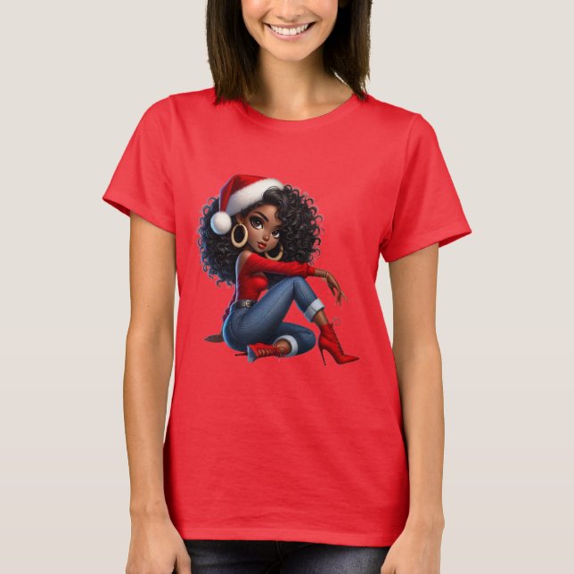 Elegant Black Girl Christmas Tee — MaMuse Holiday  (Framsida)