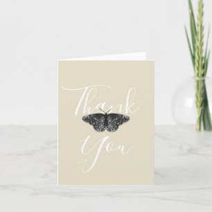 Elegant Black Glitter Butterfly Cream är mappad Tack Kort