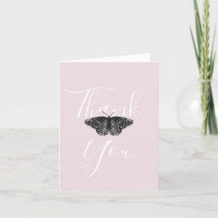 Elegant Black Glitter Butterfly-Rosa, mappad Tack Kort
