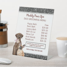 Elegant Black Glitter Hund Grooming Menu