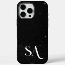Elegant Black Glitter Phone Case med Initialer