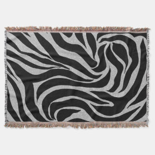 Elegant Black Glitter Zebra Animal Print Filt