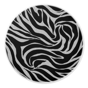 Elegant Black Glitter Zebra Animal Print Knopp