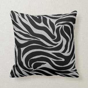 Elegant Black Glitter Zebra Animal Print Kudde