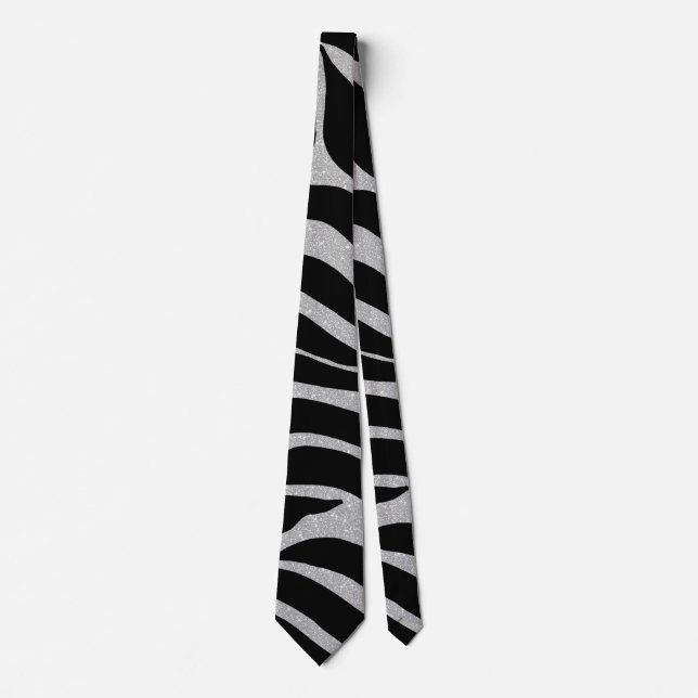 Elegant Black Glitter Zebra Animal Print Slips (Framsida)