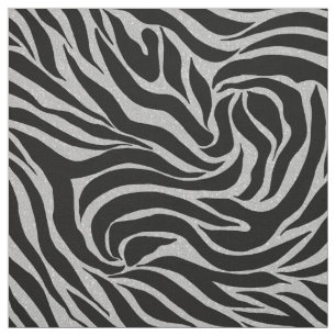Elegant Black Glitter Zebra Animal Print Tyg