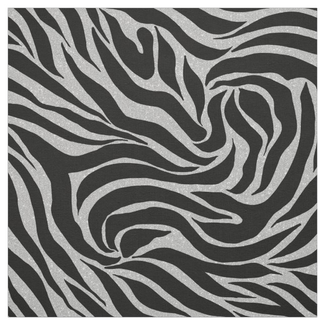 Elegant Black Glitter Zebra Animal Print Tyg (Provkarta)
