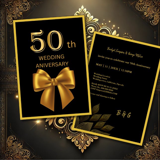 elegant black & Gold 50th anniversary wedding card (Skapare uppladdad)