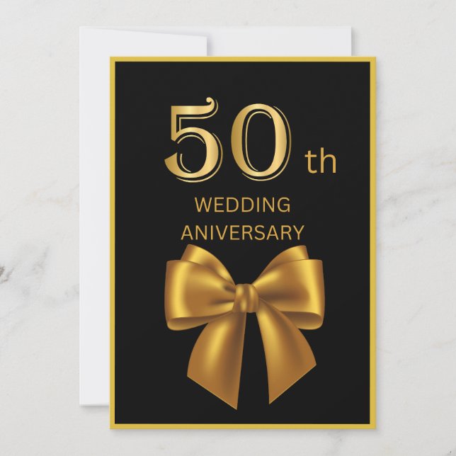 elegant black & Gold 50th anniversary wedding card (Framsida)
