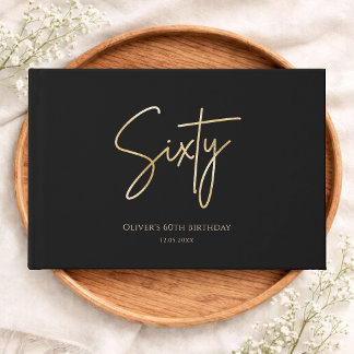 Elegant Black & Gold 60th Birthday Gästböcker