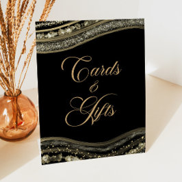 Elegant Black Gold Agate Cards & Gifts