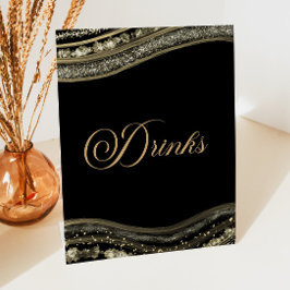 Elegant Black Gold Agate Party Drinks