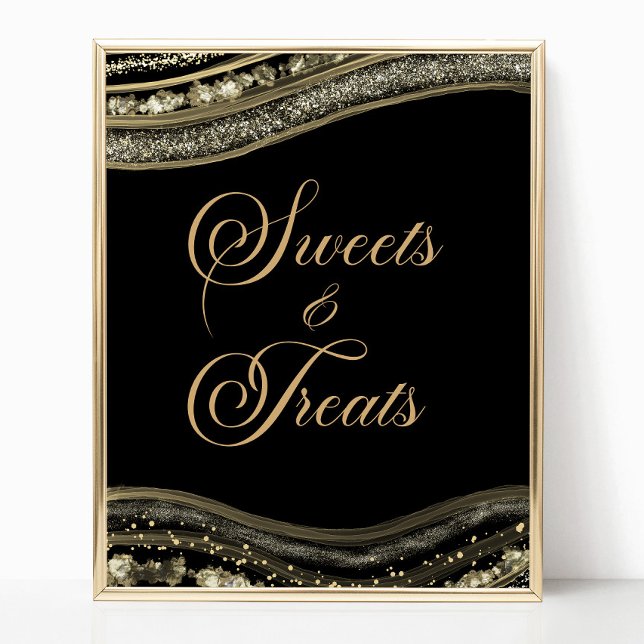 Elegant Black Gold Agate Sweets and Treats Sign Poster (Skapare uppladdad)