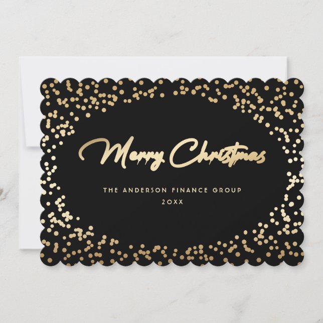Elegant Black Gold Business Christmas Card Julkort (Framsida)
