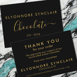 Elegant Black Gold Chocolate Business Thank You Visitkort